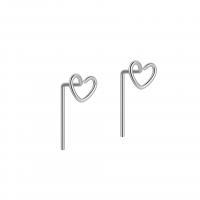 925 Sterling Silver Stud Earrings Heart plated for woman & hollow Sold By Pair