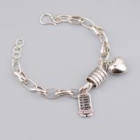 Messing Armbanden, silver plated, voor vrouw, Lengte Ca 7.68 inch, Verkocht door PC