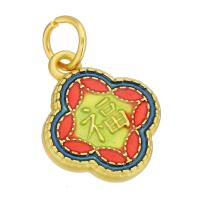 Brass Jewelry Pendants gold color plated double-sided enamel & two tone two different colored Approx 4mm Sold By Lot