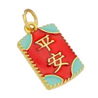 Brass Jewelry Pendants gold color plated double-sided enamel & two tone two different colored Approx 4mm Sold By Lot