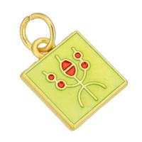 Brass Jewelry Pendants gold color plated double-sided enamel & two tone two different colored Approx 4mm Sold By Lot