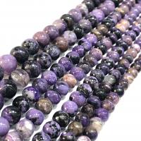 Naturlige Charoite perler, Runde, poleret, du kan DIY, lilla, Solgt Per 38 cm Strand