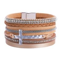 PU leder koord armbanden, mode sieraden & voor vrouw & met strass, meer kleuren voor de keuze, 40mm, Lengte 7.68 inch, Verkocht door PC