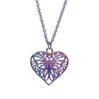 Zinc Alloy Heart Pendler, farverig forgyldt, mode smykker & med butterfly mønster, flerfarvede, 22x2x22mm, Solgt af PC