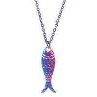 Zinc Alloy Animal Pendler, Fisk, farverig forgyldt, mode smykker, flerfarvede, 7x3x23mm, Solgt af PC