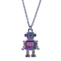 Pendentifs en alliage de zinc, Robot, Placage coloré, bijoux de mode, multicolore, 11x4x18mm, Vendu par PC