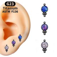 Titanium Steel Fake Plug with Opal & micro pave cubic zirconia & for woman Sold By PC