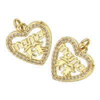 Cubic Zirconia Micro Pave Brass Pendant Heart gold color plated micro pave cubic zirconia & hollow Approx 2mm Sold By Lot