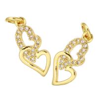 Cubic Zirconia Micro Pave Brass Pendant Heart gold color plated micro pave cubic zirconia & hollow Approx 2mm Sold By Lot