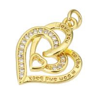 Cubic Zirconia Micro Pave Brass Pendant Heart gold color plated micro pave cubic zirconia & hollow Approx 2mm Sold By Lot