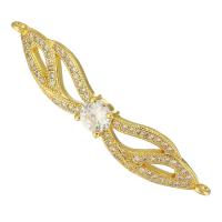 Cubic Zirconia Micro Pave Brass Connector gold color plated micro pave cubic zirconia & hollow Approx 1mm Sold By Lot