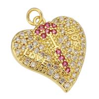 Cubic Zirconia Micro Pave Brass Pendant Heart gold color plated micro pave cubic zirconia Approx 2mm Sold By Lot