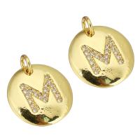 Cubic Zirconia Micro Pave Brass Pendant Flat Round gold color plated micro pave cubic zirconia Approx 2mm Sold By Lot