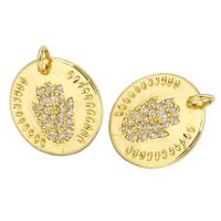 Cubic Zirconia Micro Pave Brass Pendant Flat Round gold color plated micro pave cubic zirconia Approx 2mm Sold By Lot