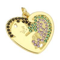 Cubic Zirconia Micro Pave Brass Pendant Heart gold color plated micro pave cubic zirconia Approx 2mm Sold By Lot