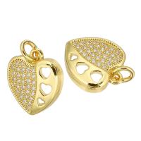 Cubic Zirconia Micro Pave Brass Pendant Heart gold color plated micro pave cubic zirconia Approx 3mm Sold By Lot