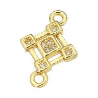 Kubik Zirkonium mikro bana Mässing Kontaktdon, guldfärg pläterade, micro bana cubic zirconia, 14x10x2mm, Hål:Ca 1mm, 10PC/Lot, Säljs av Lot