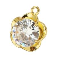 Kubik Zirkonium mikro bana Mässing hängande, Blomma, guldfärg pläterade, micro bana cubic zirconia, 17x20x6mm, Hål:Ca 2mm, 10PC/Lot, Säljs av Lot