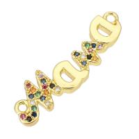 Cubic Zirconia Micro Pave Brass Connector gold color plated micro pave cubic zirconia Approx 2mm Sold By Lot