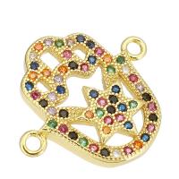 Cubic Zirconia Micro Pave Brass Connector gold color plated micro pave cubic zirconia & hollow Approx 2mm Sold By Lot