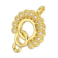 Cubic Zirconia Micro Pave Brass Connector gold color plated micro pave cubic zirconia & hollow Approx 1mm Sold By Lot