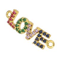 Cubic Zirconia Micro Pave Brass Connector gold color plated micro pave cubic zirconia & hollow Approx 1mm Sold By Lot