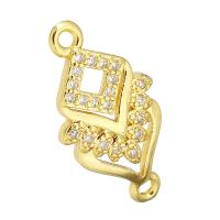 Cubic Zirconia Micro Pave Latão Connector, cobre, cromado de cor dourada, micro pavimento em zircônia cúbica & vazio, 10x20x2mm, Buraco:Aprox 2mm, 10PCs/Lot, vendido por Lot