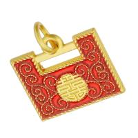 Brass Jewelry Pendants gold color plated double-sided enamel & two tone two different colored Approx 4mm Sold By Lot