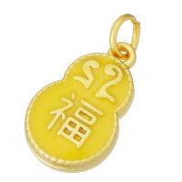 Brass Jewelry Pendants gold color plated double-sided enamel & two tone two different colored Approx 4mm Sold By Lot