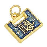 Brass Jewelry Pendants gold color plated double-sided enamel & two tone two different colored Approx 4mm Sold By Lot