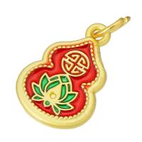 Brass Jewelry Pendants gold color plated double-sided enamel & two tone two different colored Approx 4mm Sold By Lot