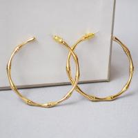 Messing Hoop Earring, guldfarve belagt, for kvinde, nikkel, bly & cadmium fri, 50mm, Solgt af par