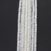 Natural White Helmiäinen, Valkoinen kuori, Litteä pyöreä, tee-se-itse, valkoinen, 6x6x2mm, Myyty Per 38 cm Strand