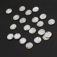 Prirodni White Shell Privjesci, Bijela Shell, s Mesing, Krug, bijel, 15x15x2mm, Prodano By PC