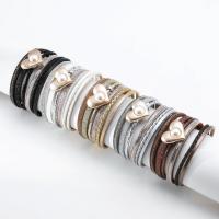 PU leder koord armbanden, met Zinc Alloy, mode sieraden & voor vrouw & met strass, meer kleuren voor de keuze, 26x60mm, Lengte 7.67 inch, Verkocht door PC