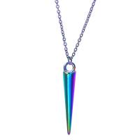 Pendentifs en alliage de zinc, Placage coloré, bijoux de mode, multicolore, 4x25mm, Longueur 50 cm, Vendu par PC