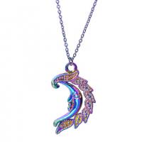 Zinc alliage Moon pendentifs, alliage de zinc, lune, Placage coloré, bijoux de mode, multicolore, 18x29mm, Longueur 45 cm, Vendu par PC