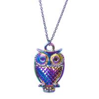 Zinc Alloy Animal Pendants Owl colorful plated fashion jewelry multi-colored Length 45 cm Sold By PC