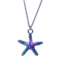 Colgantes de Aleación de Zinc, Estrella de Mar, chapado en colorido, Joyería, multicolor, 13x15mm, longitud 45 cm, Vendido por UD