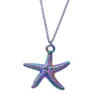 Colgantes de Aleación de Zinc, Estrella de Mar, chapado en colorido, Joyería, multicolor, 25x25mm, longitud 45 cm, Vendido por UD