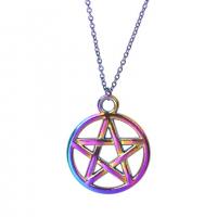 Zink Alloy Star Pendant, färgrik pläterade, mode smycken, flerfärgad, 16x20mm, Längd 45 cm, Säljs av PC