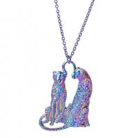 Zinc Alloy Animal Pendler, Leopard, farverig forgyldt, mode smykker, flerfarvede, 45x65mm, Længde 45 cm, Solgt af PC