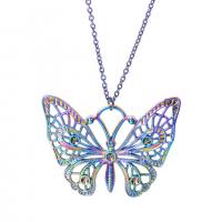 Zinc Alloy Animal Pendler, Butterfly, farverig forgyldt, mode smykker, flerfarvede, 36x48mm, Længde 45 cm, Solgt af PC