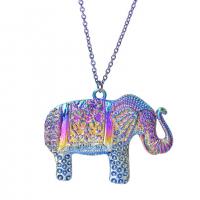 Zinc Alloy Animal Pendants Elephant colorful plated fashion jewelry multi-colored Length 45 cm Sold By PC