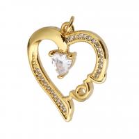 Cubic Zirconia Micro Pave Brass Pendant Heart gold color plated micro pave cubic zirconia & hollow Approx 2mm Sold By Lot