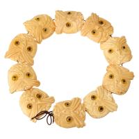 Ox osso grânulos, miçangas, Coruja, amarelo, 40x41mm, Aprox 10PCs/Strand, vendido para Aprox 16.14 inchaltura Strand