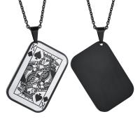 Collier de bijoux en acier inoxydable, Poker, pour homme, noire, 40x27mm, Longueur 24 pouce, Vendu par PC