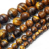 Tiger Eye Beads, Runde, poleret, du kan DIY, blandede farver, Solgt Per 38 cm Strand