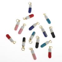 Bijoux pendentifs en laiton, capsule, émail, plus de couleurs à choisir, 20x5x5mm, Vendu par PC