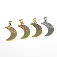 Cubic Zirconia Micro Pave Brass Pendant Moon micro pave cubic zirconia Sold By PC